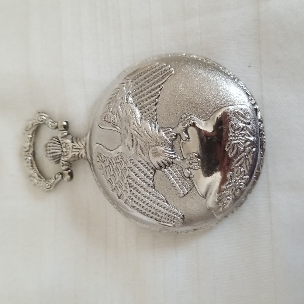 Silver Eagle Hawk Pocket Watch Stainless Steel